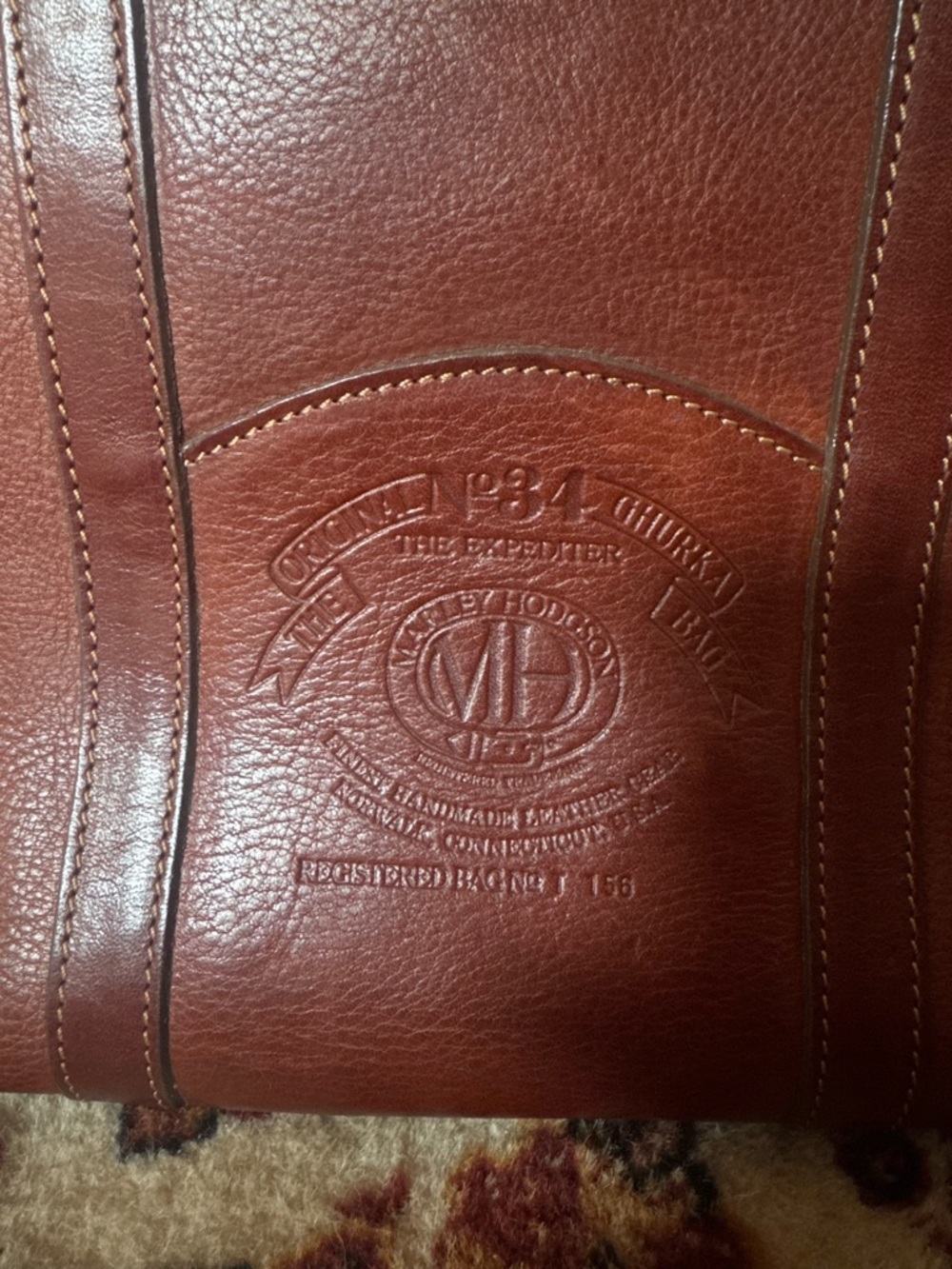 Ghurka Chestnut Leather Briefcase with Shoulder Strap - Picture 3 of 3